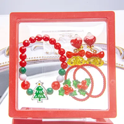 Kids Girls Fashion Cartoon Hairpin Hair Rope Ear Clip Bracelet Gift Set