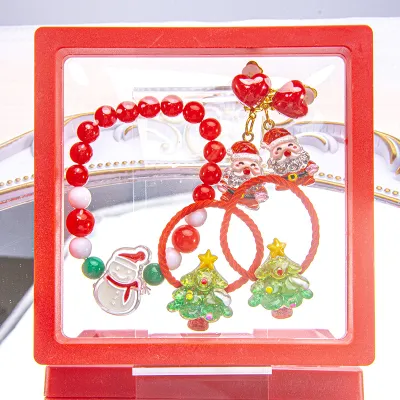 Kids Girls Fashion Cartoon Hairpin Hair Rope Ear Clip Bracelet Gift Set