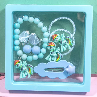 Kids Girls Fashion Cartoon Hairpin Hair Rope Ear Clip Bracelet Gift Set