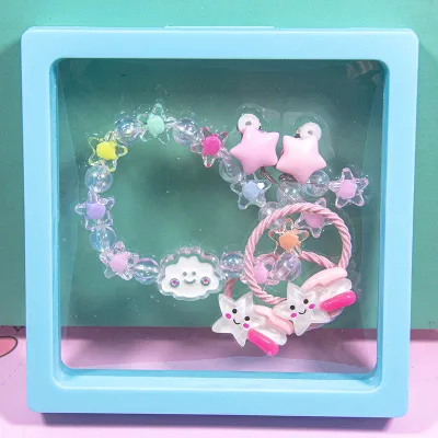 Kids Girls Fashion Cartoon Hairpin Hair Rope Ear Clip Bracelet Gift Set