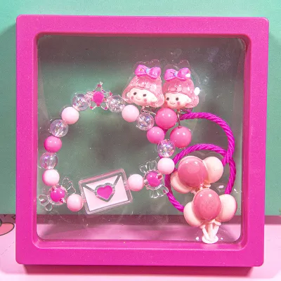 Kids Girls Fashion Cartoon Hairpin Hair Rope Ear Clip Bracelet Gift Set