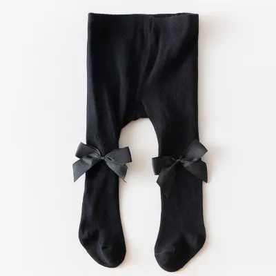 Kids Baby Girls Fashion Bowknot Solid Color Single Needle Leggings