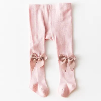 Kids Baby Girls Fashion Bowknot Solid Color Single Needle Leggings