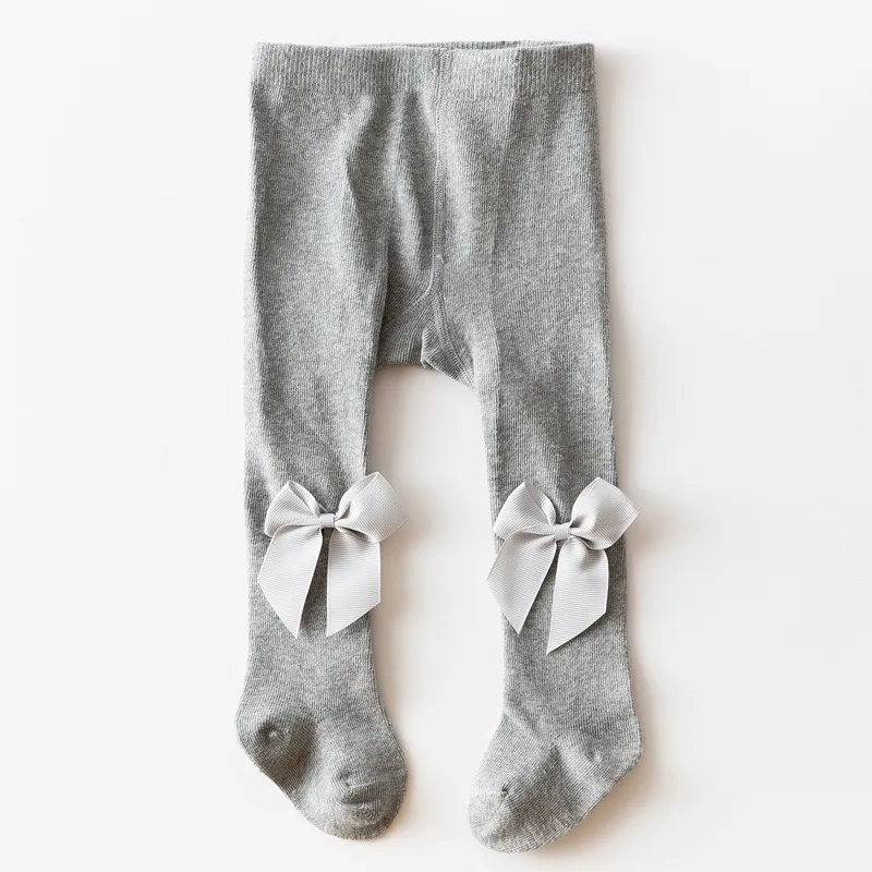 Kids Baby Girls Fashion Bowknot Solid Color Single Needle Leggings