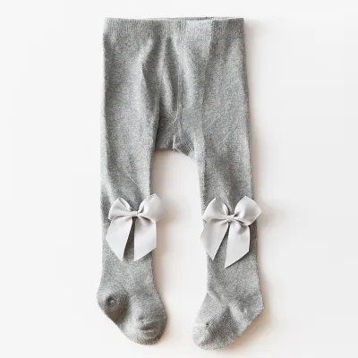 Kids Baby Girls Fashion Bowknot Solid Color Single Needle Leggings