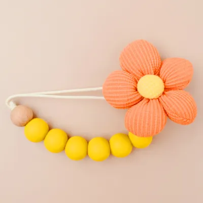 Kids Baby Fashion Floral Silicone Beads Anti-Droppin Chain Pacifier Clip