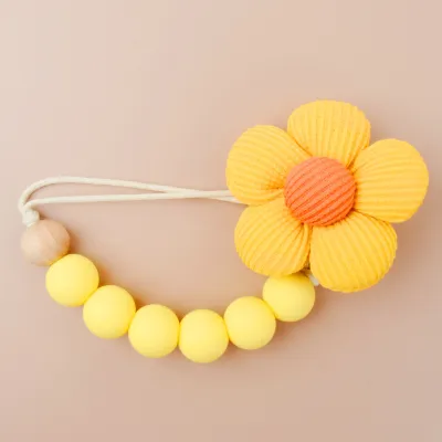 Kids Baby Fashion Floral Silicone Beads Anti-Droppin Chain Pacifier Clip