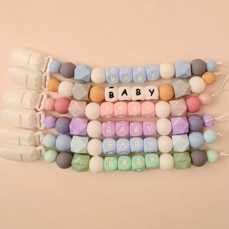 Kids Baby Silicone Letter Anti-Lost Pacifier Clip Chain