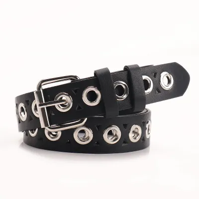 Fashion Solid Color Punk Hollow Imitation Leather Belt