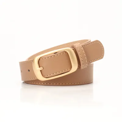 Women Fashion Simple Solid Color Pin Buckle Imitation Leather Belt