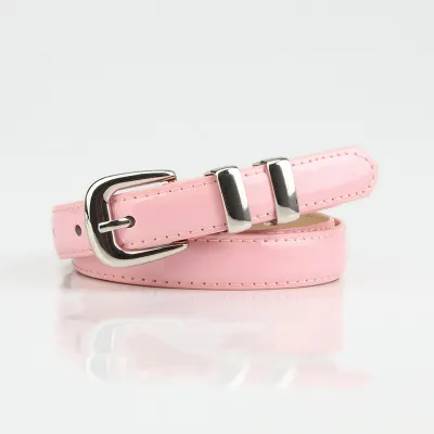 Women Fashion Simple Solid Color Imitation Leather Pin Buckle Belt