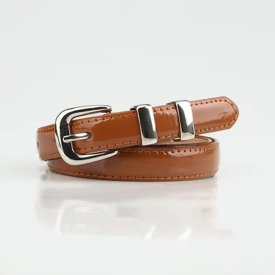 Women Fashion Simple Solid Color Imitation Leather Pin Buckle Belt