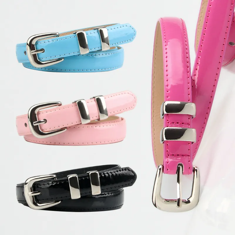 Women Fashion Simple Solid Color Imitation Leather Pin Buckle Belt