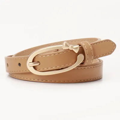 Women Fashion Solid Color PU Alloy Butterfly Buckle Belt