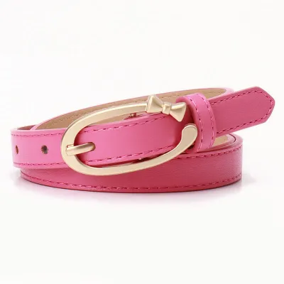 Women Fashion Solid Color PU Alloy Butterfly Buckle Belt