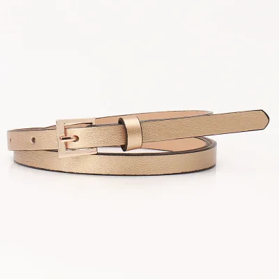 Women Fashion Small Square Buckle Thin Imitation Leather Belt