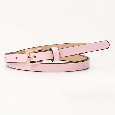 Women Fashion Small Square Buckle Thin Imitation Leather Belt