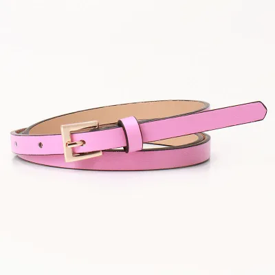 Women Fashion Small Square Buckle Thin Imitation Leather Belt