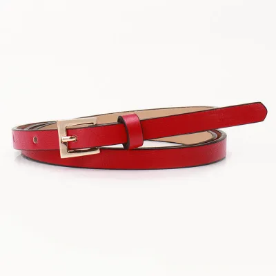 Women Fashion Small Square Buckle Thin Imitation Leather Belt