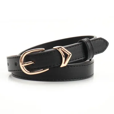 Women's Simple Solid Color Fashion Alloy Belt with Pin Buckle