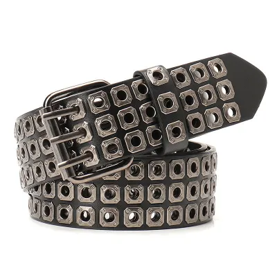 Fashion Punk Dark Hollow Rivet Belt with Pin Buckle