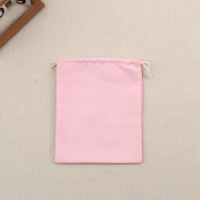 Solid Color Velvet Drawstring Storage Bag 22x27cm