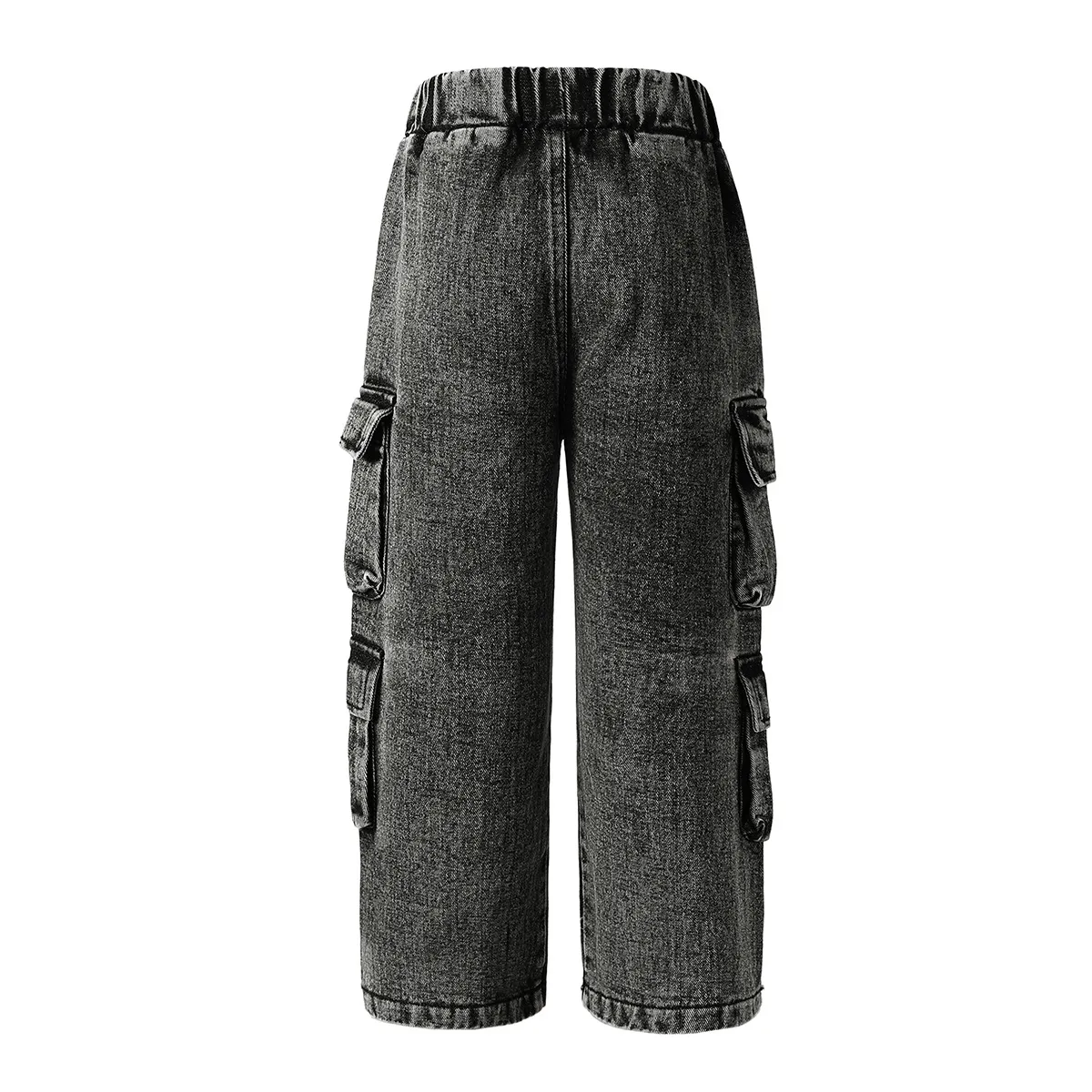 Pantalones vaqueros anchos rectos y casuales con múltiples bolsillos para niñas