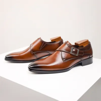 Men Fashion Square-Toe Real Leather Business Shoes
