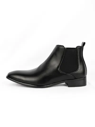 Men Fashion Casual Solid Color Square Toe Wedge Heel Boots