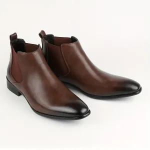 Men Fashion Casual Solid Color Square Toe Wedge Heel Boots