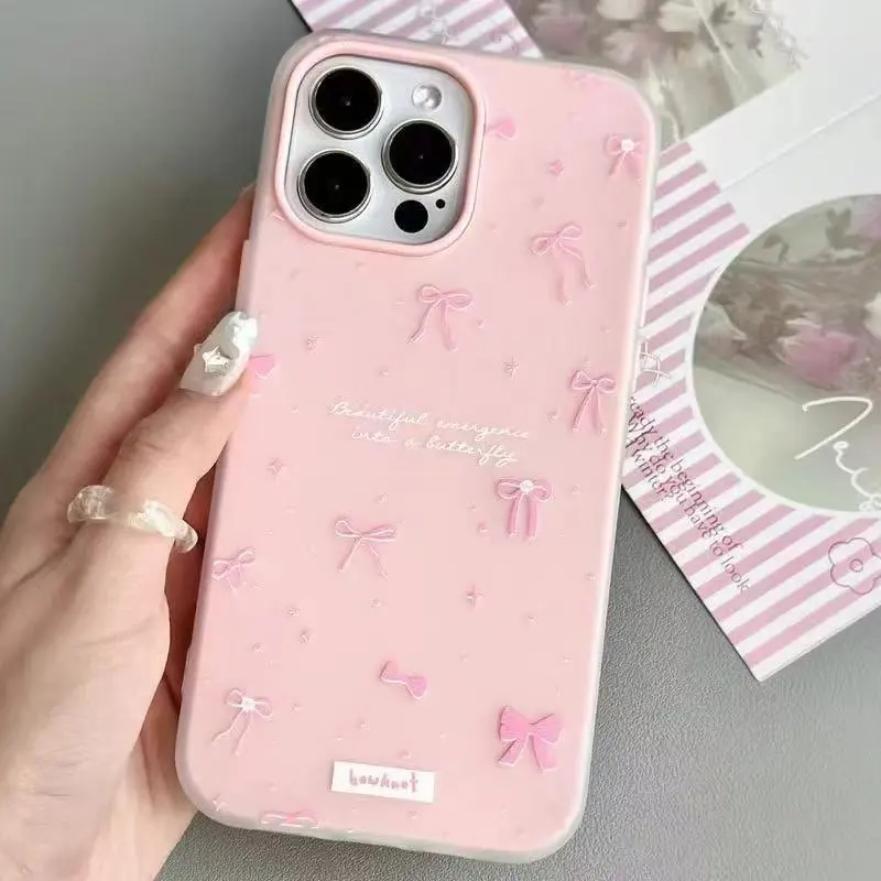 Women Fashion Bowknot Printed Jelly Shell 2-In-1 iPhone Case