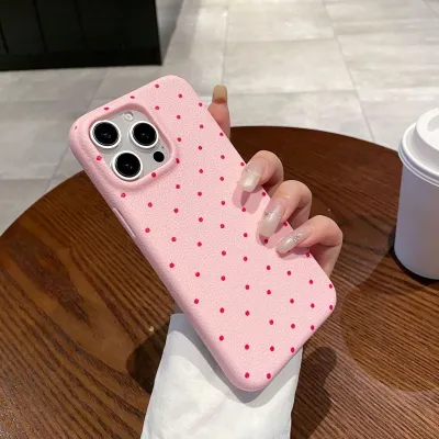Fashion PU Leather Pattern Polka Dot Print Drop-Resistant Soft iPhone Case