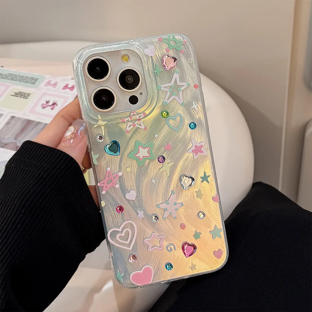 Women Fashion Multicolor Star Iphone Case Hard Shell