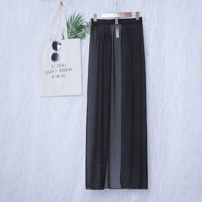 Women Sexy Solid Color Perspective High Waist Skirts Beach Cover Ups