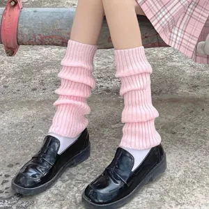 Women's Fashion Autumn Winter Solid Color Knitted Leg Cover Stacked Mid-Calf Socks