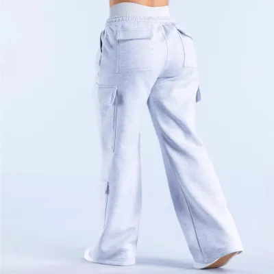 Women Casual Solid Color High Waist Loose Straight Pants