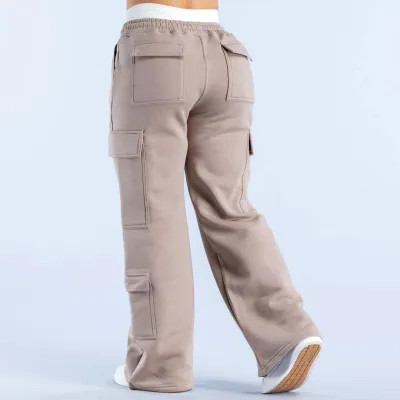Women Casual Solid Color High Waist Loose Straight Pants