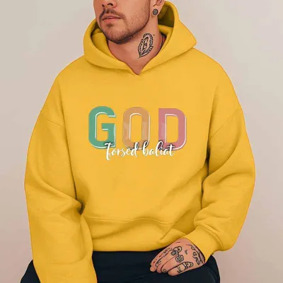 Men's Fashion Casual Letters Printed Long-Sleeve Hoodies