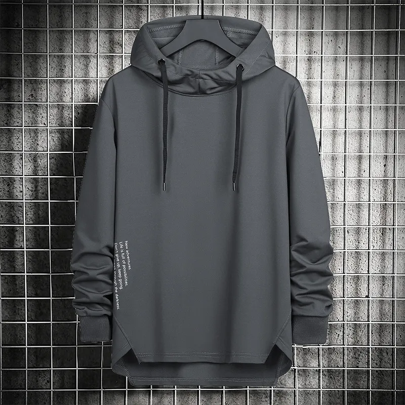 Men's Letter Print Long Sleeve Loose Hoodies Crewneck Casual Top