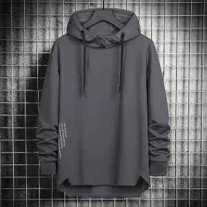 Men's Letter Print Long Sleeve Loose Hoodies Crewneck Casual Top
