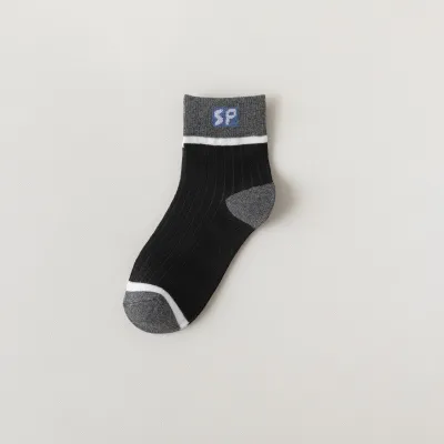Men Fashion Casual Color Block Breathable Letter Sports Socks
