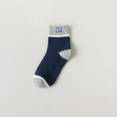 Men Fashion Casual Color Block Breathable Letter Sports Socks