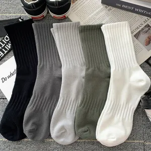 Men's Fashion Casual Solid Color Thickened Mid-Calf Socks