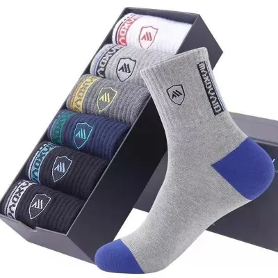 Men's Fashion Casual Color Block Non-Slip Sports Socks Mid-Calf