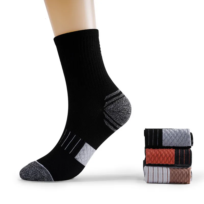 Men Fashion Casual Breathable Solid Color Cotton Sports Socks