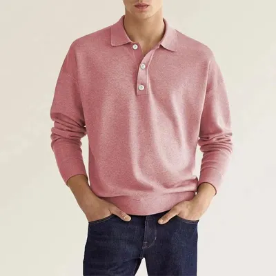 Men Fashion Casual Spring Autumn Solid Color Long Sleeve Asymmetry Polo Shirt