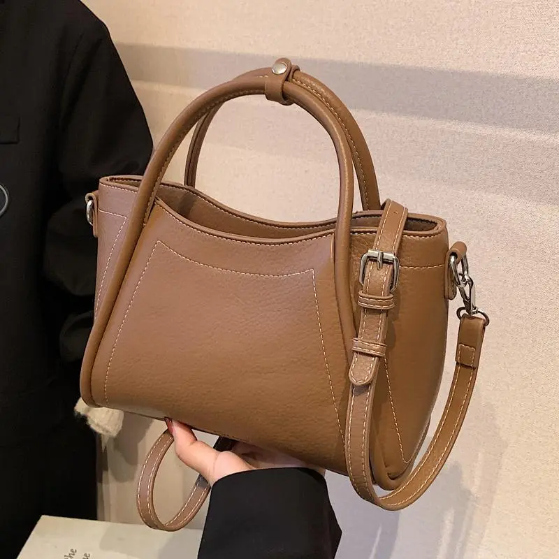 Women Fashion Solid Color Large Capacity PU Tote Handbag