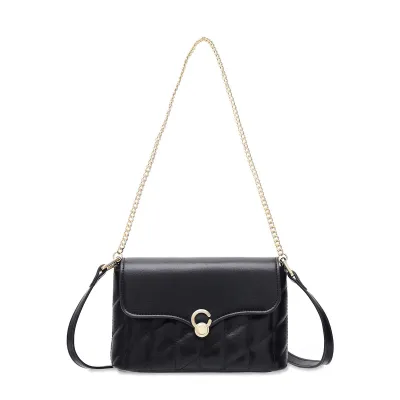 Women Fashion Casual Solid Color PU Chain Shoulder Bag