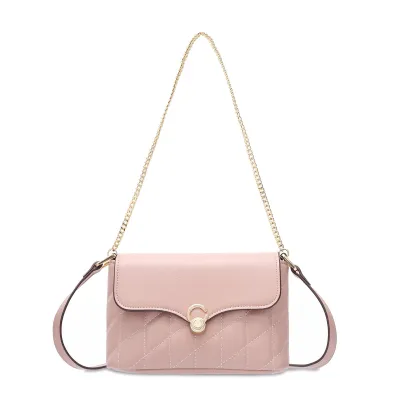 Women Fashion Casual Solid Color PU Chain Shoulder Bag