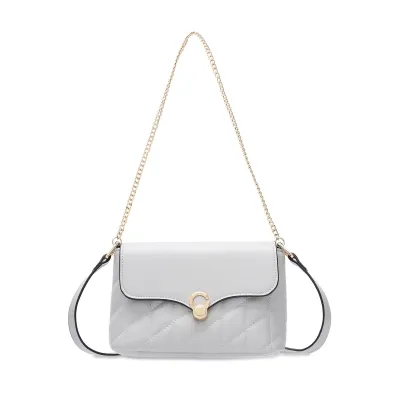 Women Fashion Casual Solid Color PU Chain Shoulder Bag